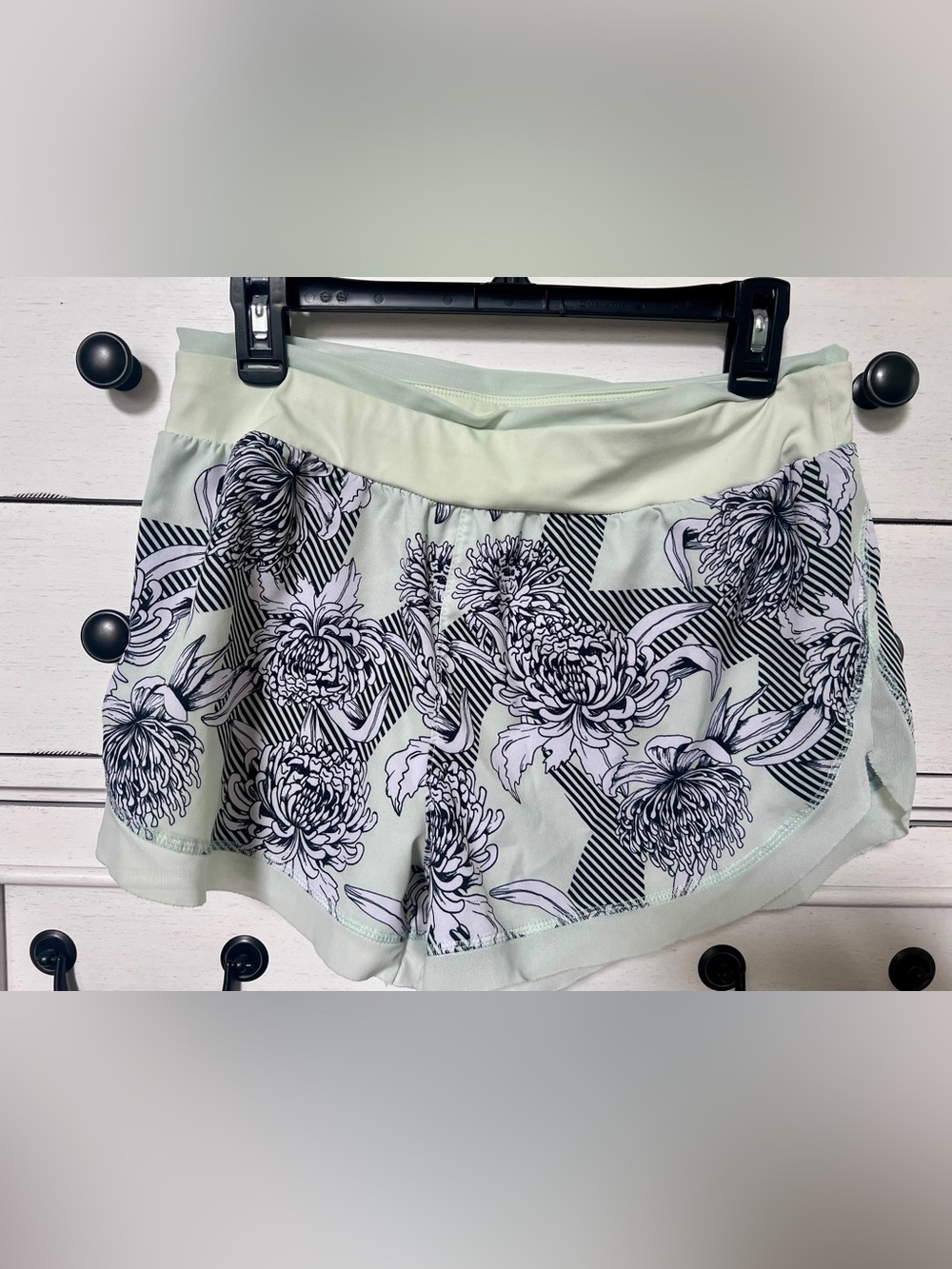 Marika Mint Green Floral Athletic Shorts